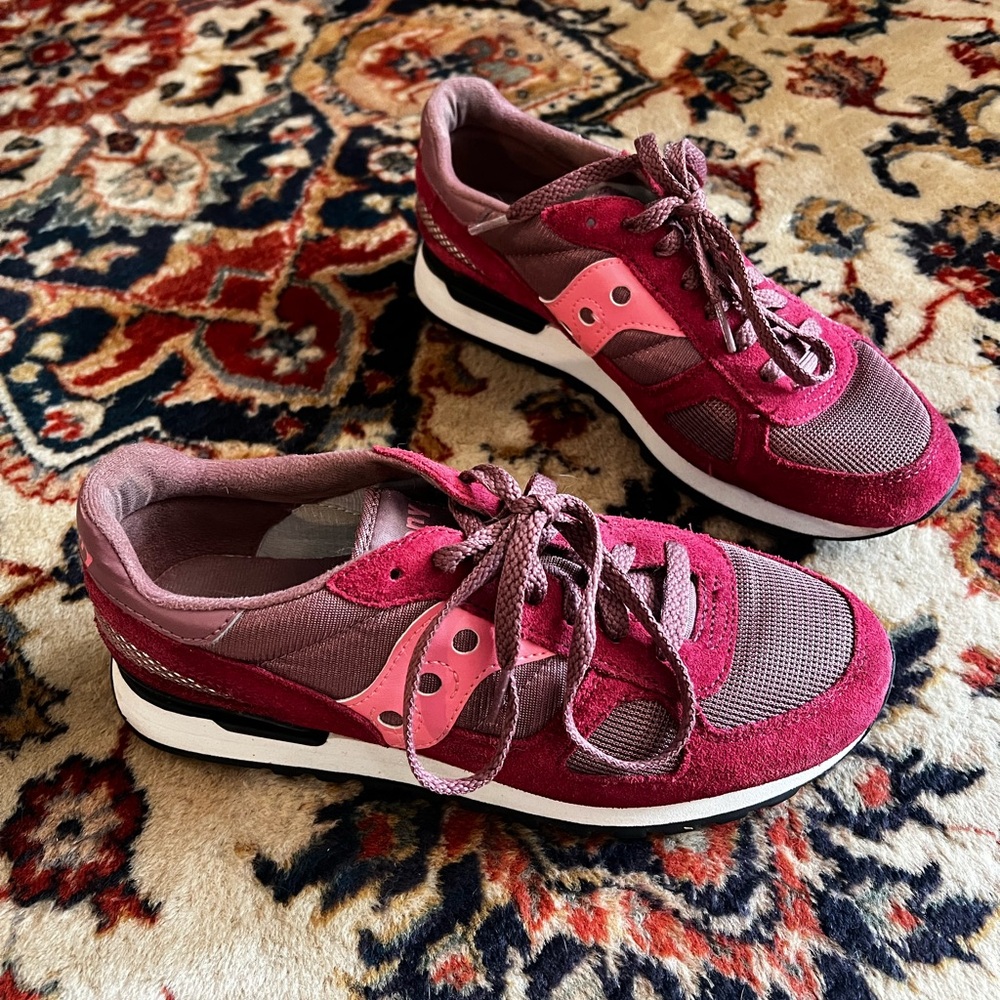 Saucony Shadow Burgundy, Purple, and Pink Sneakers